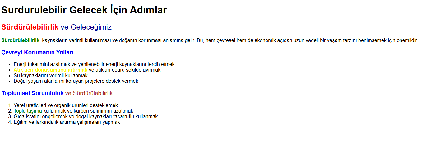 HTML Görünümü