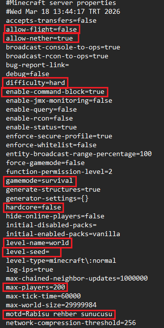 Server ayarları