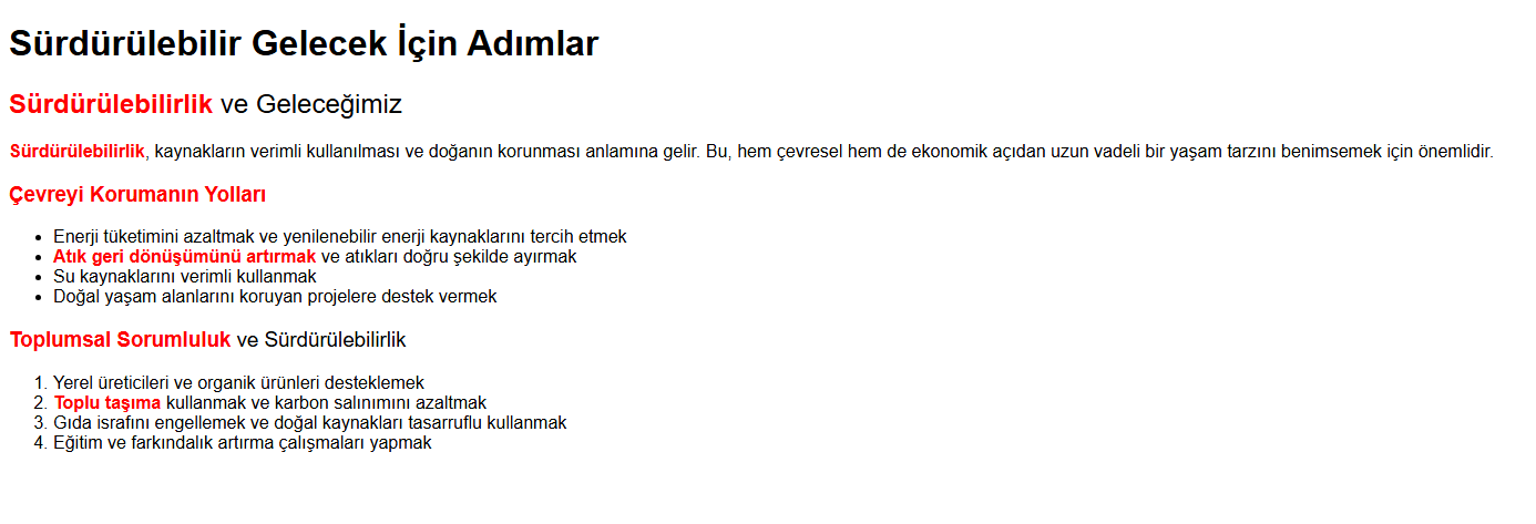 HTML Görünümü