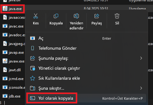 Yol kopyalama